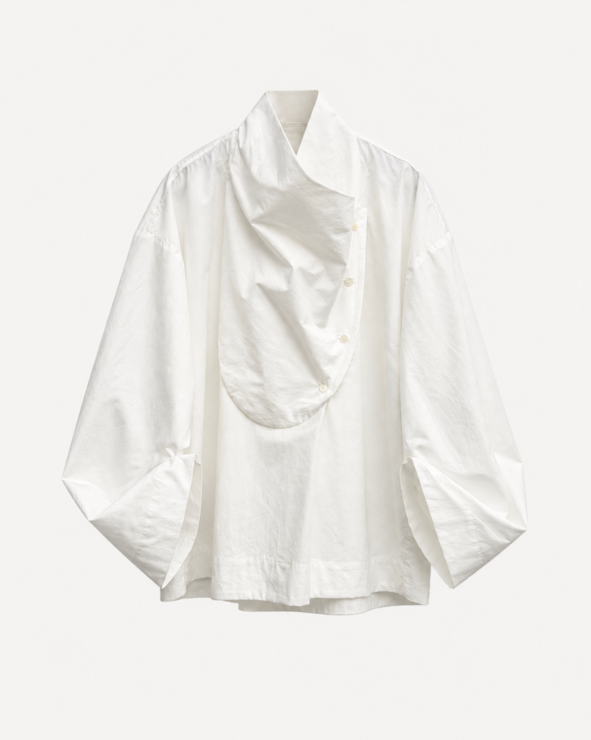 Tuxedo Shirt in White Cotton Poplin