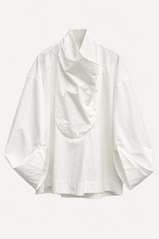 Tuxedo Shirt in White Cotton Poplin