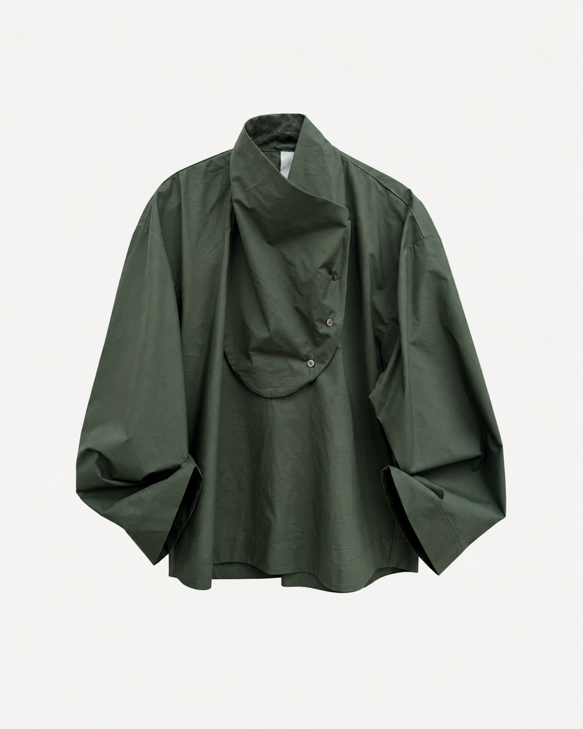 Tuxedo Shirt in Green Cotton Poplin