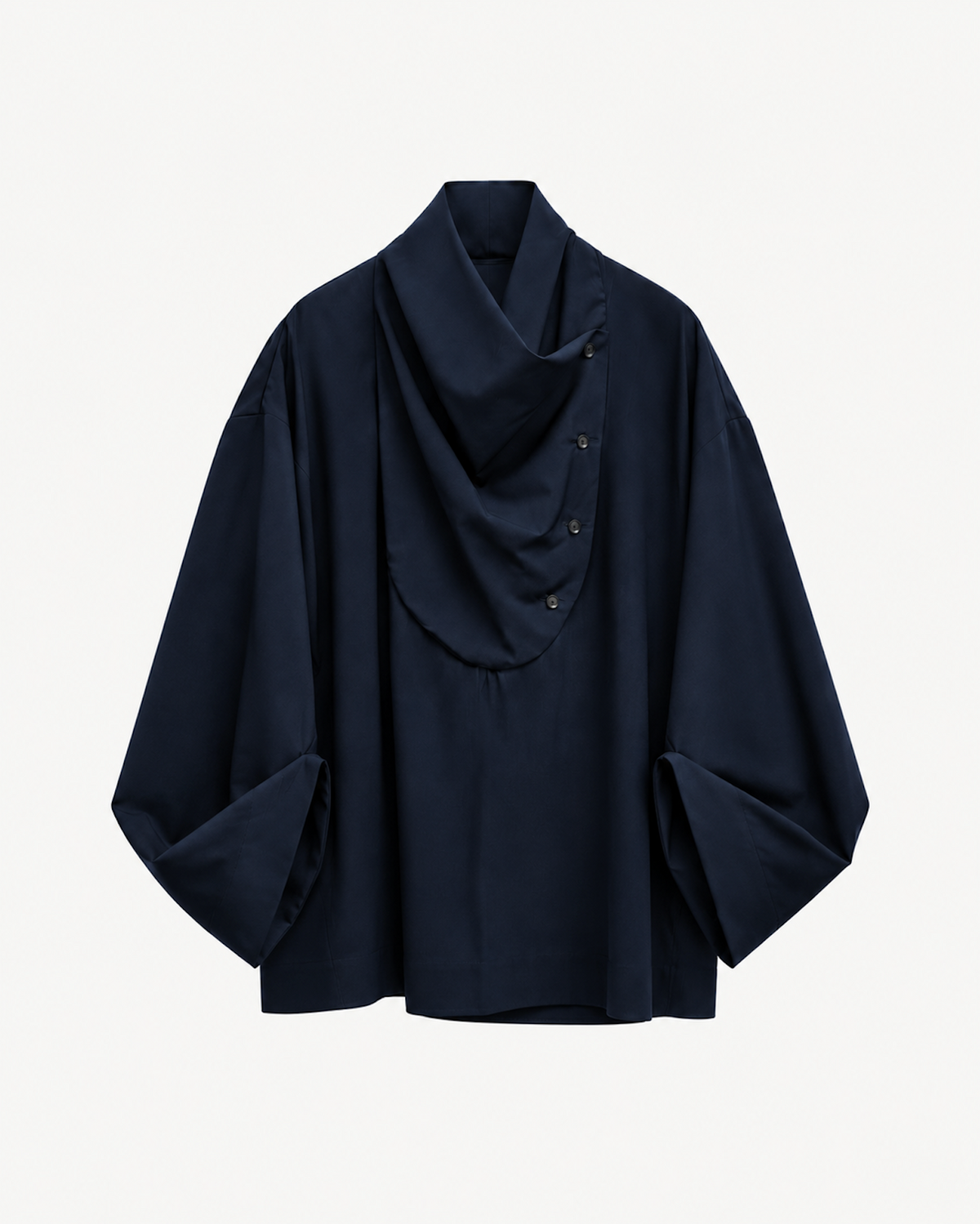 Tuxedo Shirt in Navy Cool Wool