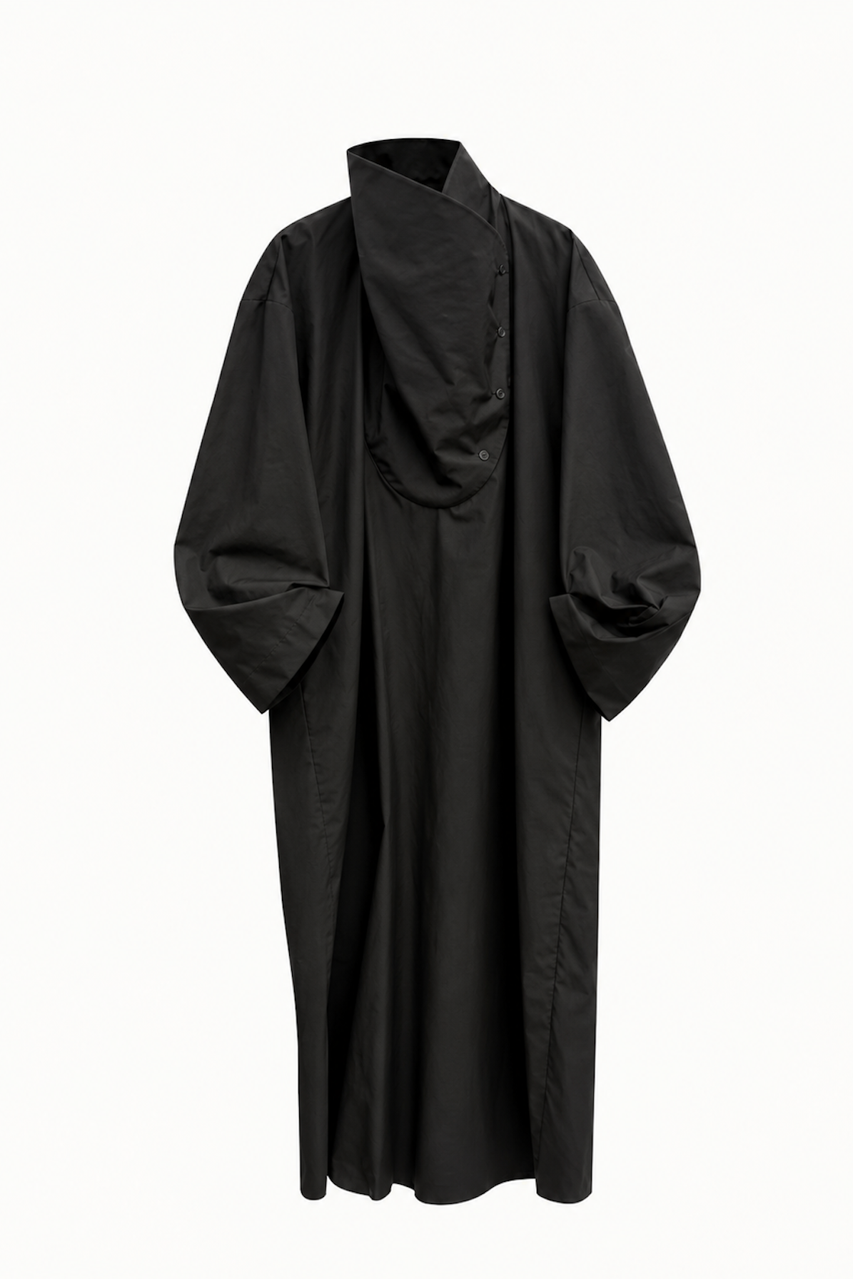 Tuxedo Dress in Black Cotton