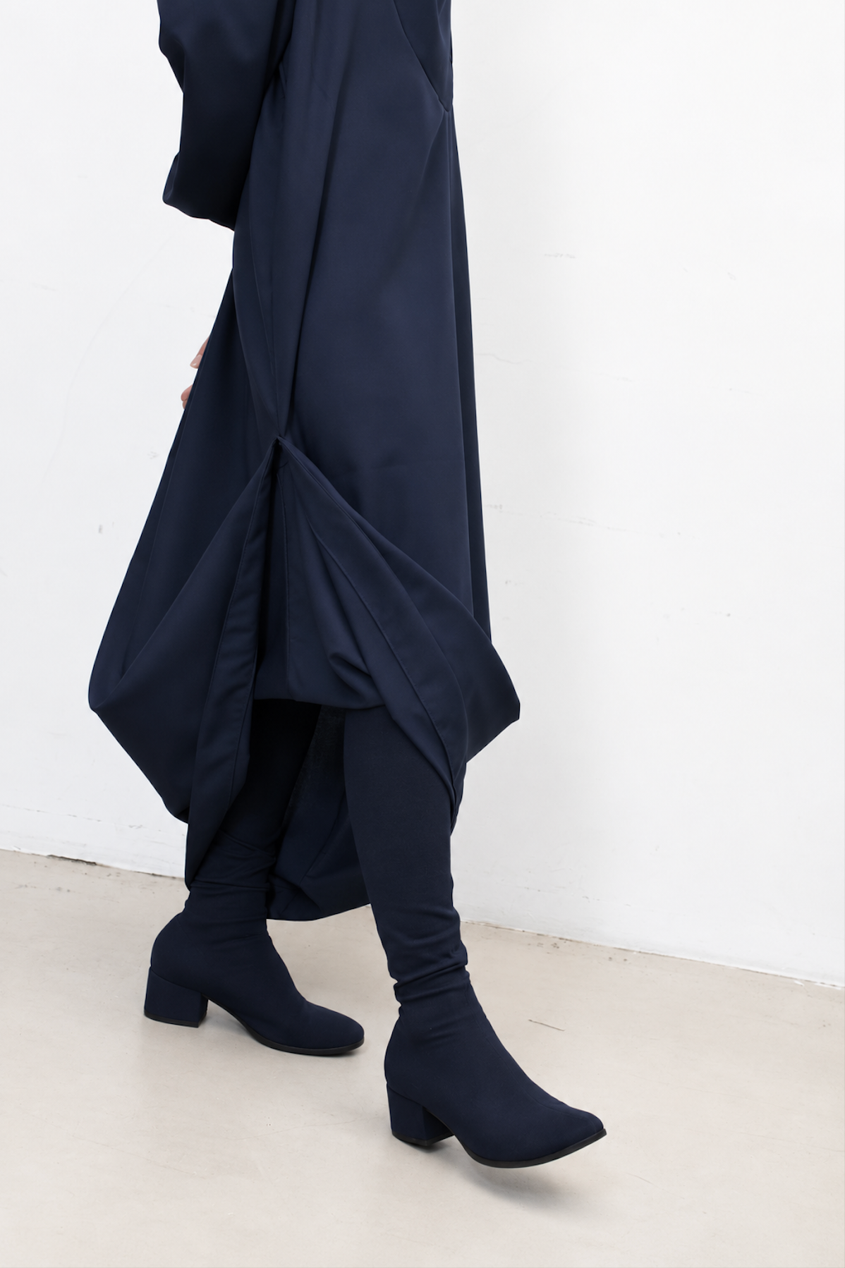 Tuxedo Dress in Navy Cool Wool