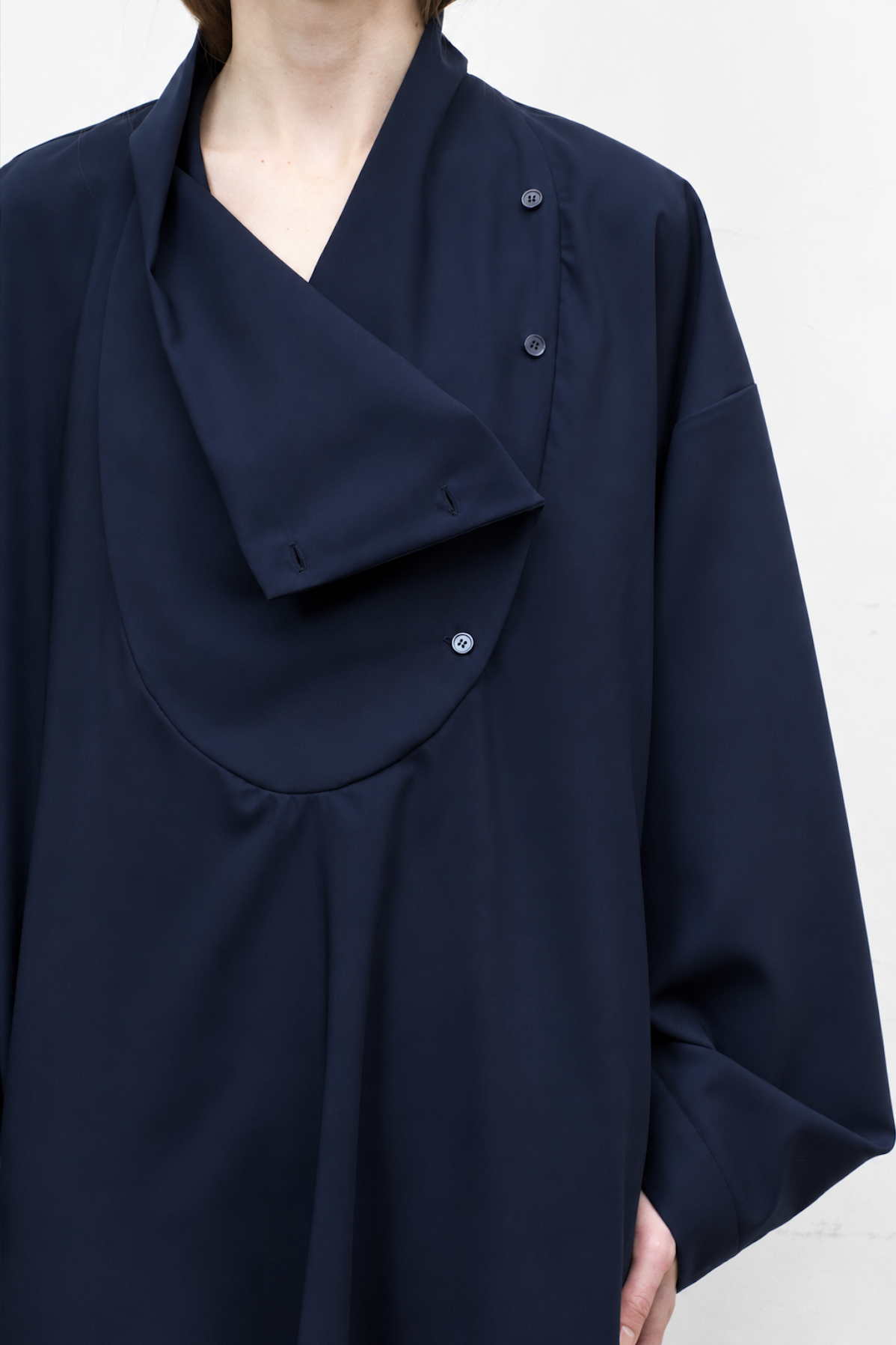 Tuxedo Dress in Navy Cool Wool