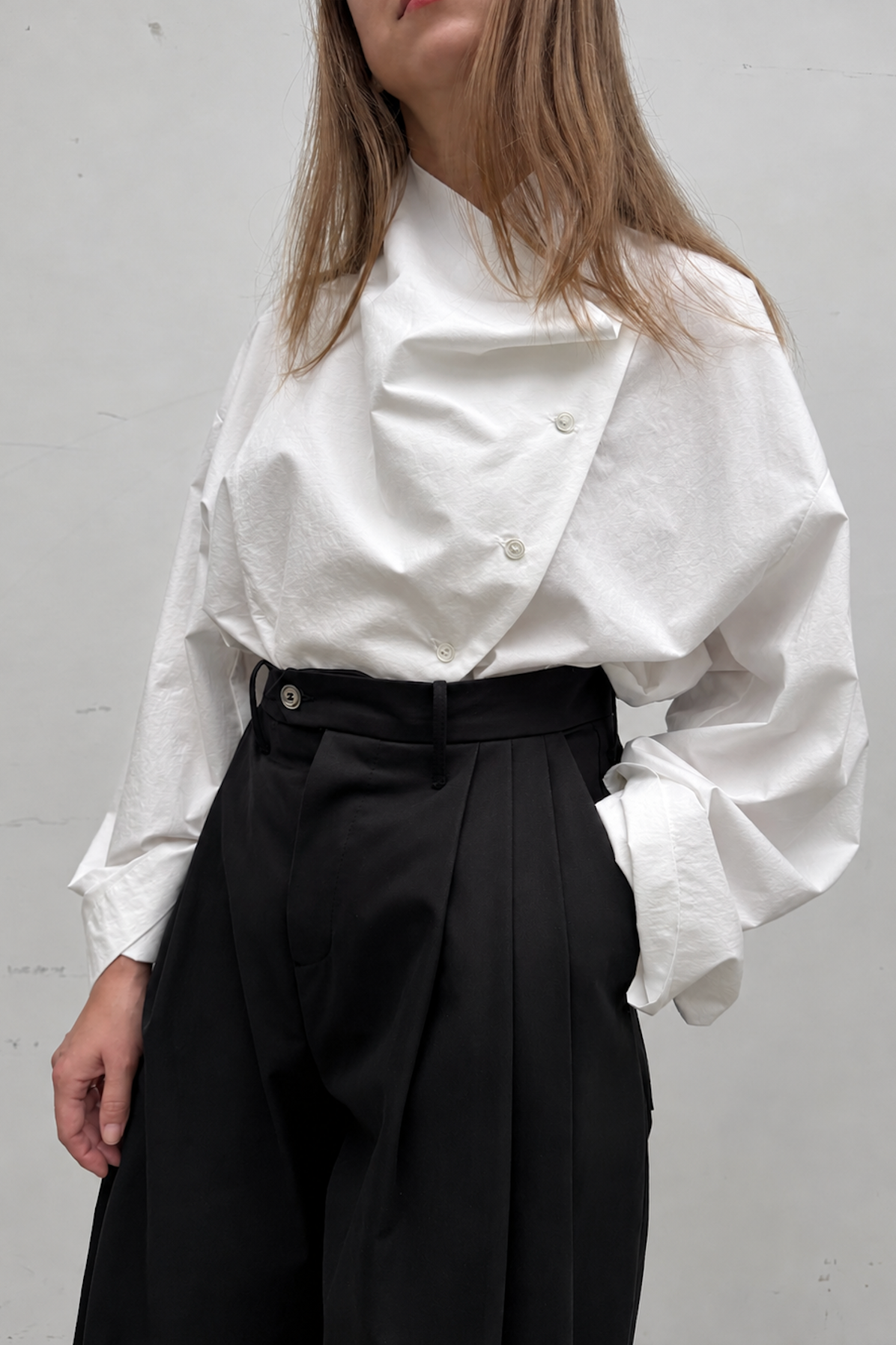 Tuxedo Shirt in White Cotton Poplin