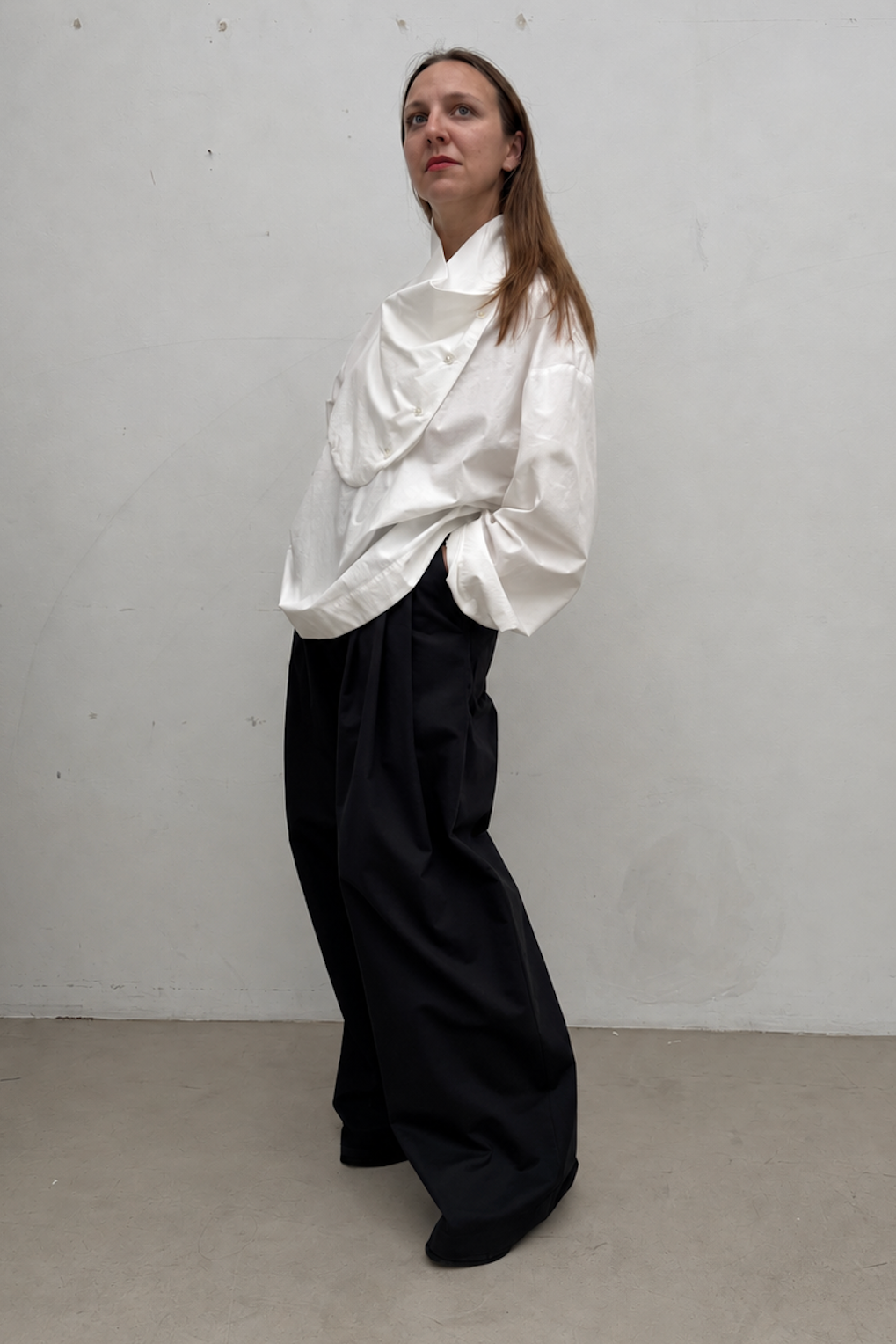 Tuxedo Shirt in White Cotton Poplin