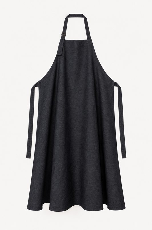 Full-Length Apron in Black Denim