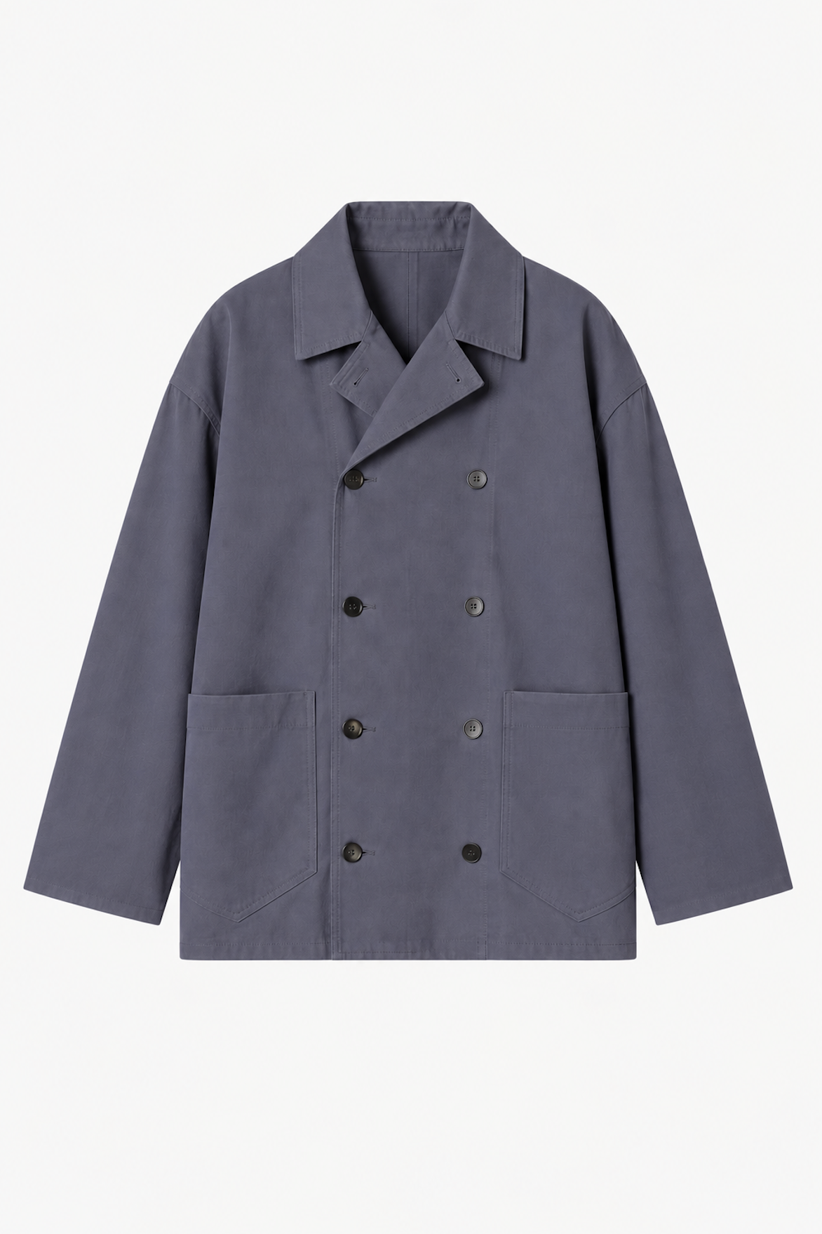 Double-Breasted Work Jacket in Pigeon Grey Cotton Twill