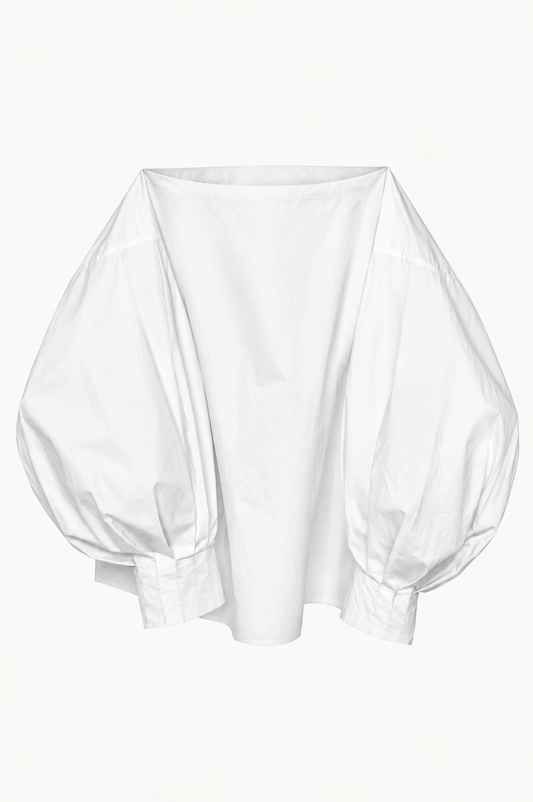 Indulging Top in White Cotton Poplin