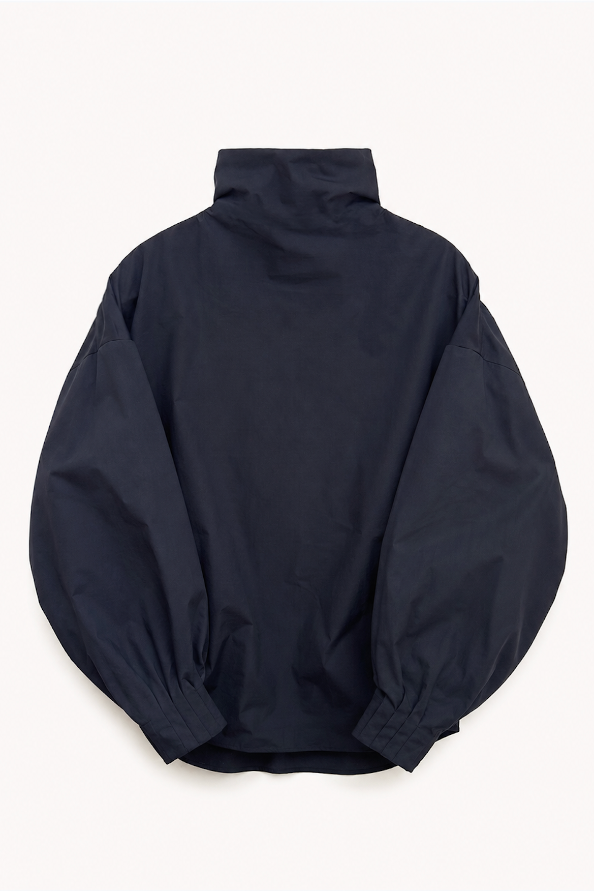 Indulging Top with High Neck in Navy Cotton Poplin