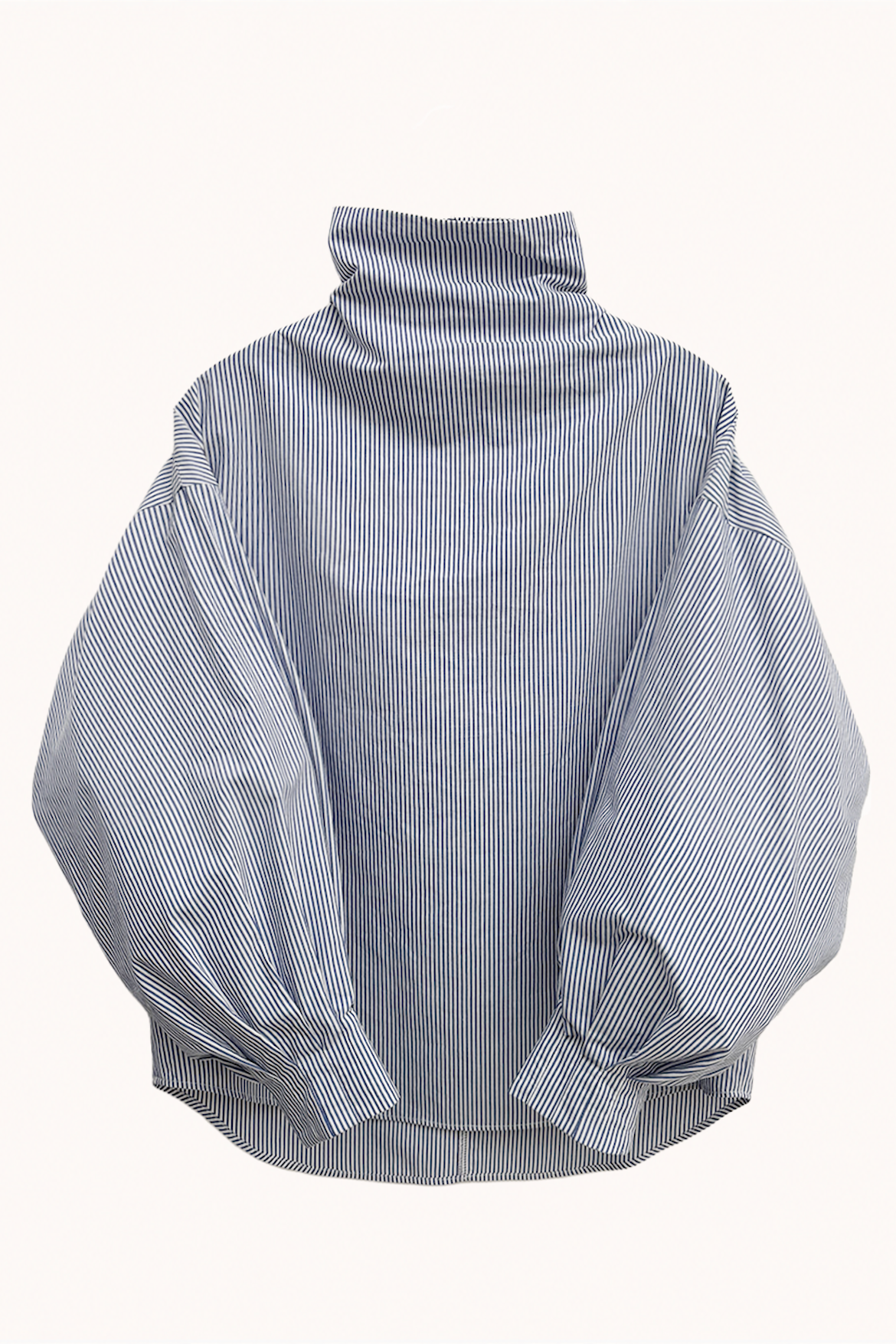 Indulging Top with High Neck in Striped Cotton Poplin