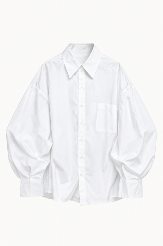 Shirt in White Cotton Poplin
