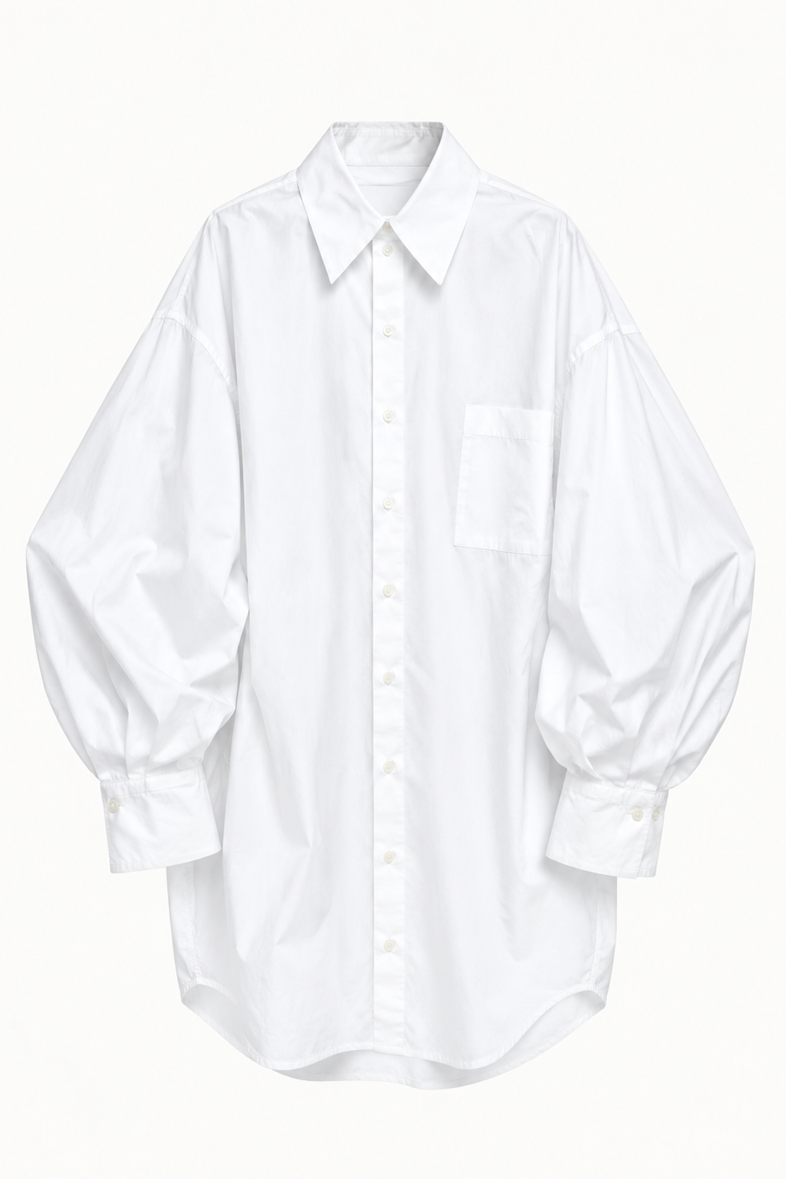 Long Shirt in White Cotton Poplin