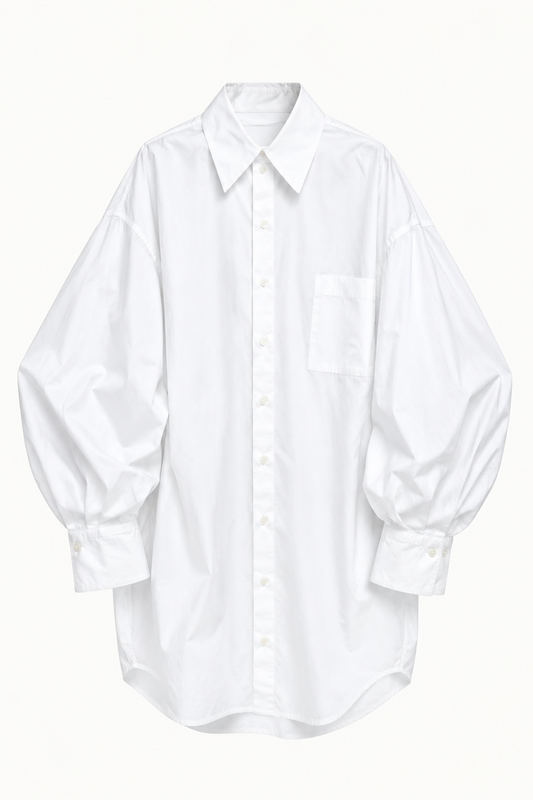 Long Shirt in White Cotton Poplin