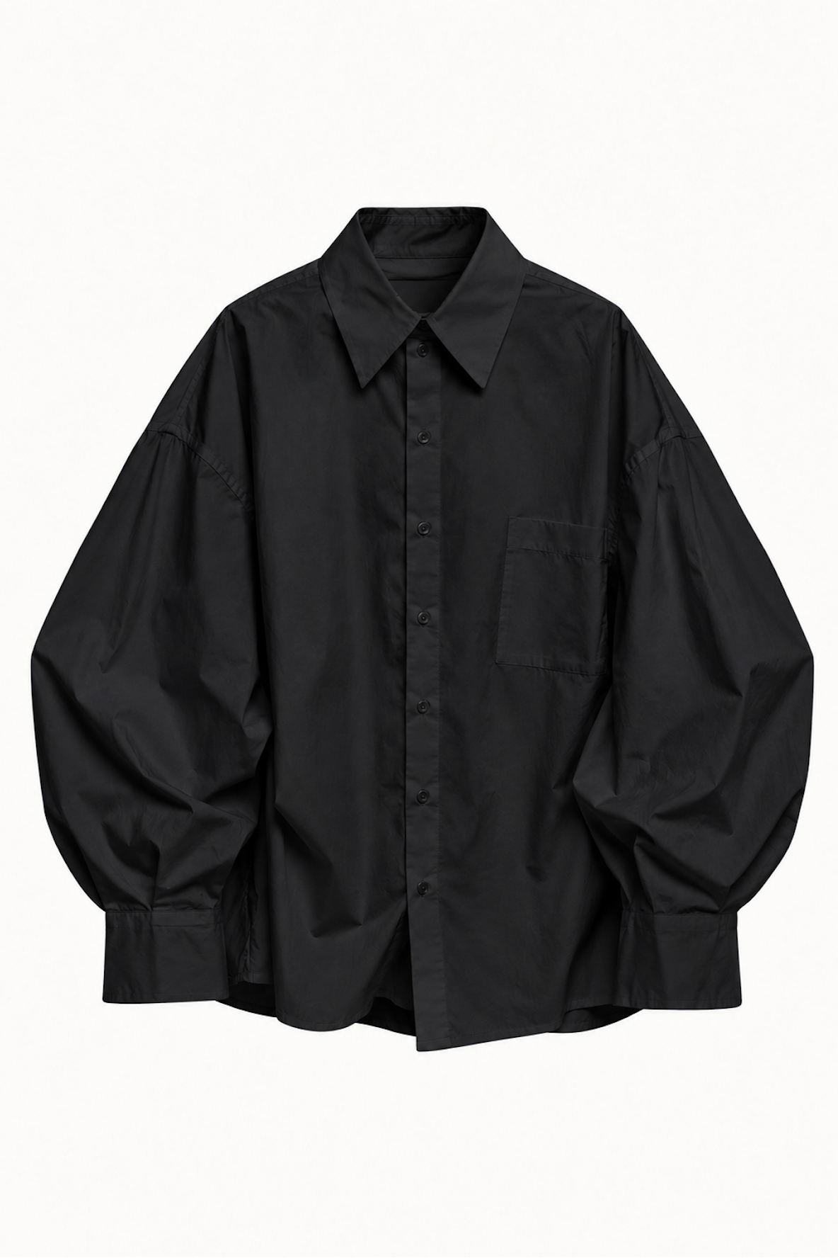 Shirt in Black Cotton Poplin