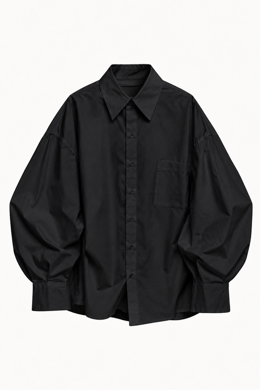 Shirt in Black Cotton Poplin