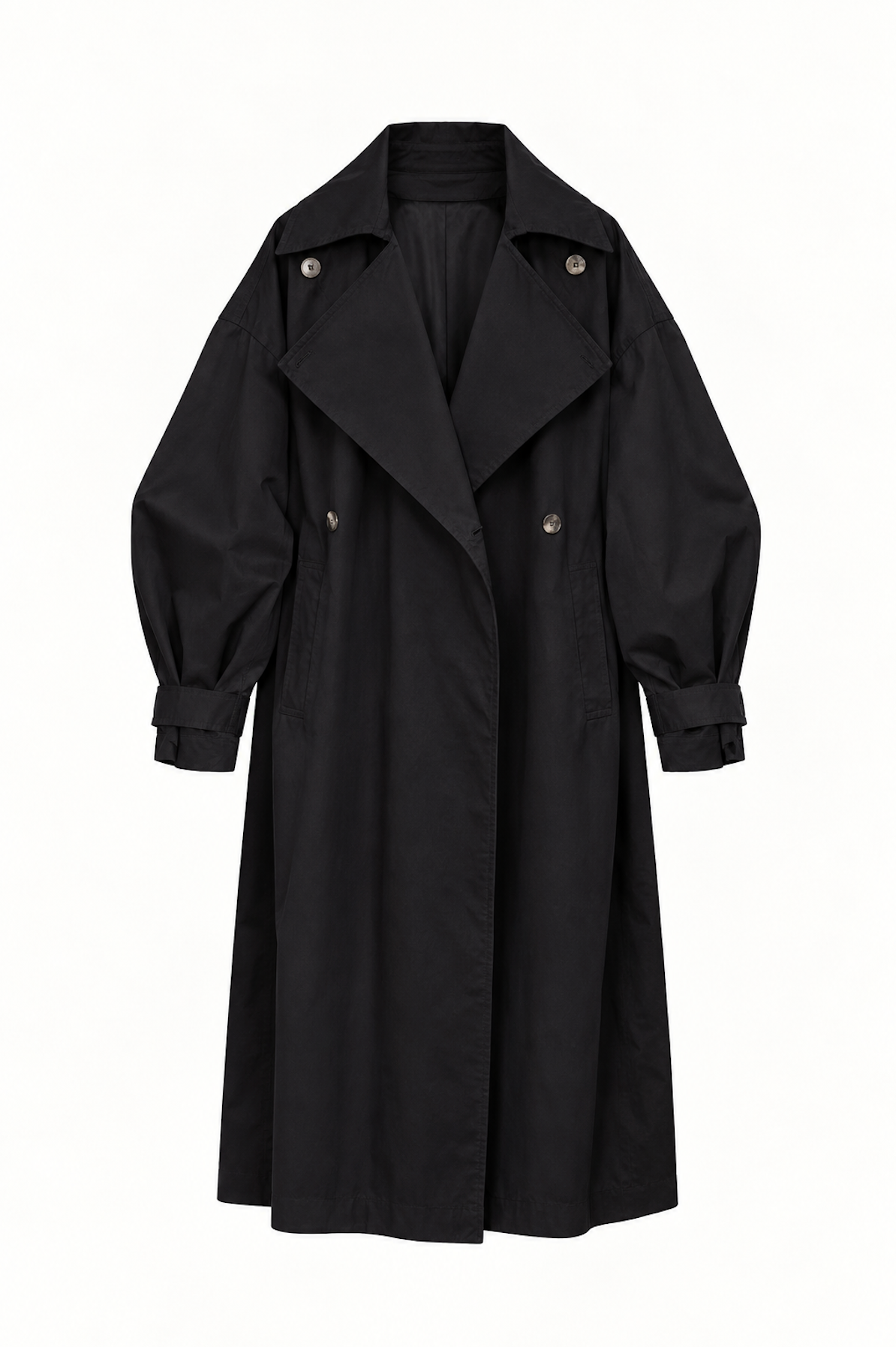 Trench Coat in Black Waterproof Cotton
