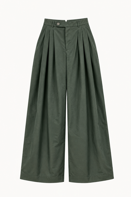 Bloom Pant in Green Cotton Poplin