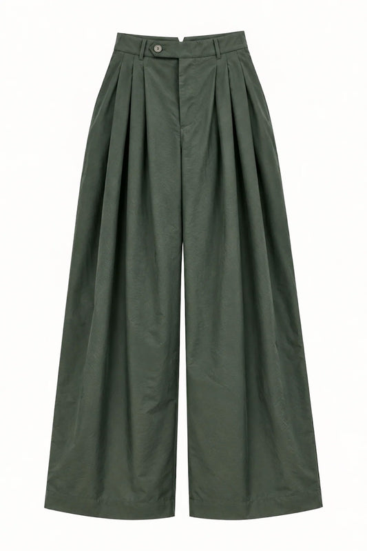 Bloom Pant in Green Cotton Poplin