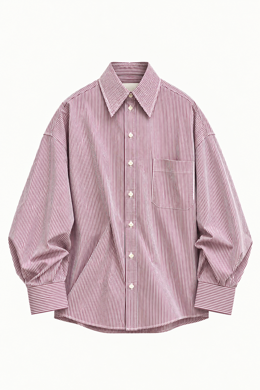 ARCHETYPE Shirt in Red Pinstriped Cotton Poplin