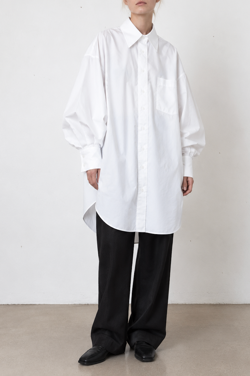 Long Shirt in White Cotton Poplin