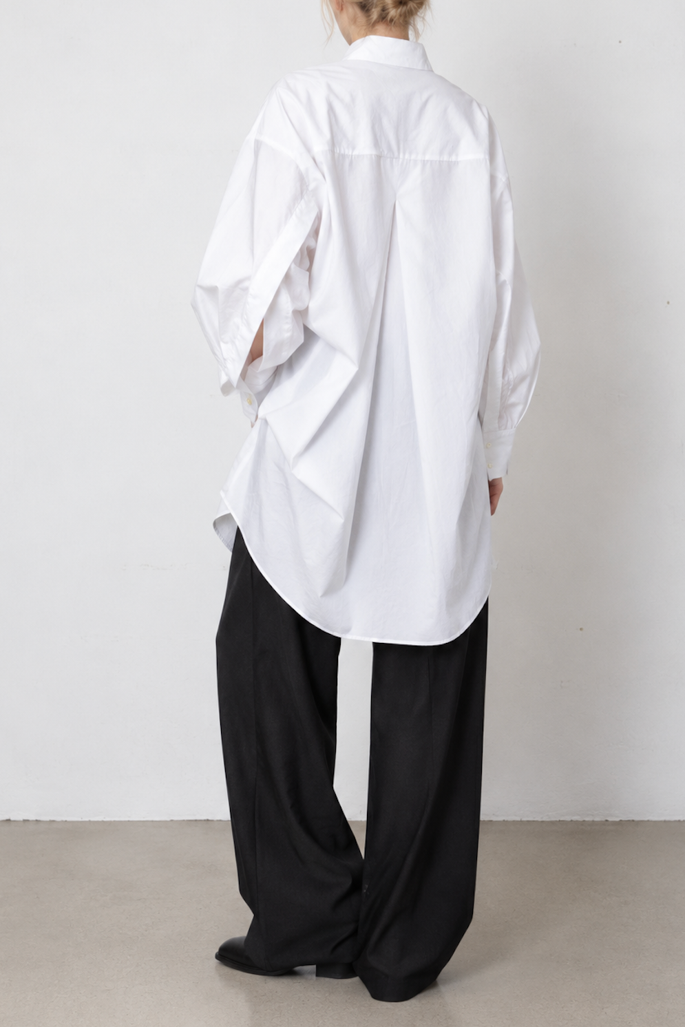 Long Shirt in White Cotton Poplin
