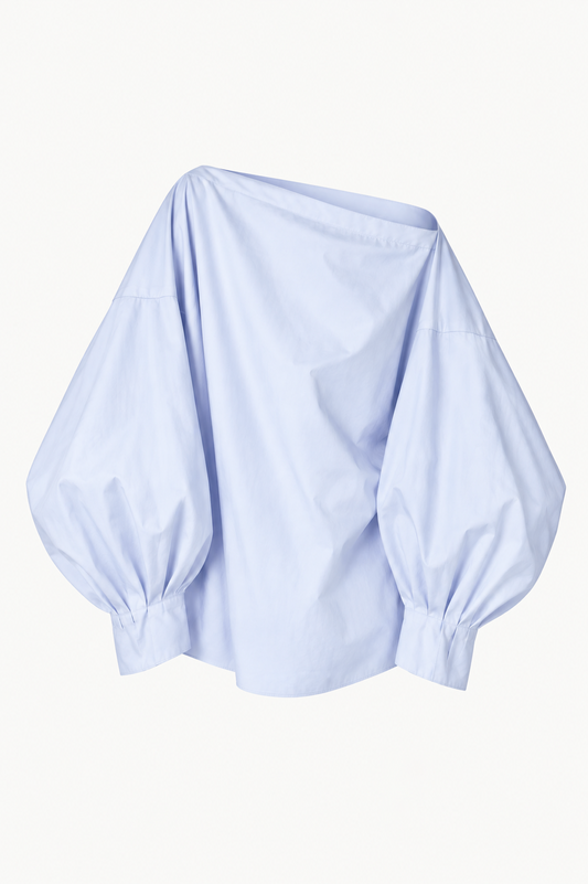 Indulging Top in Blue Satin Cotton