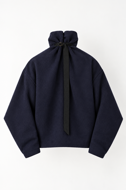 Cloud Collar Pullover in Navy Felt Wool
