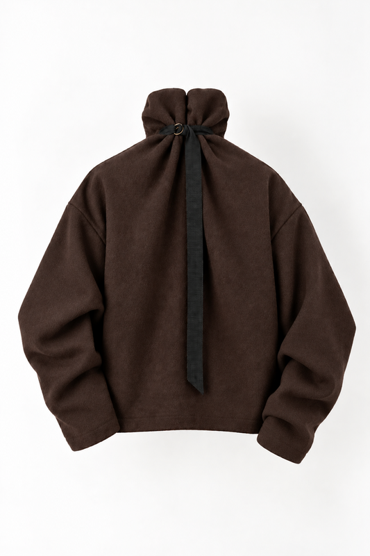 Cloud Collar Pullover in Brown Felt Wool