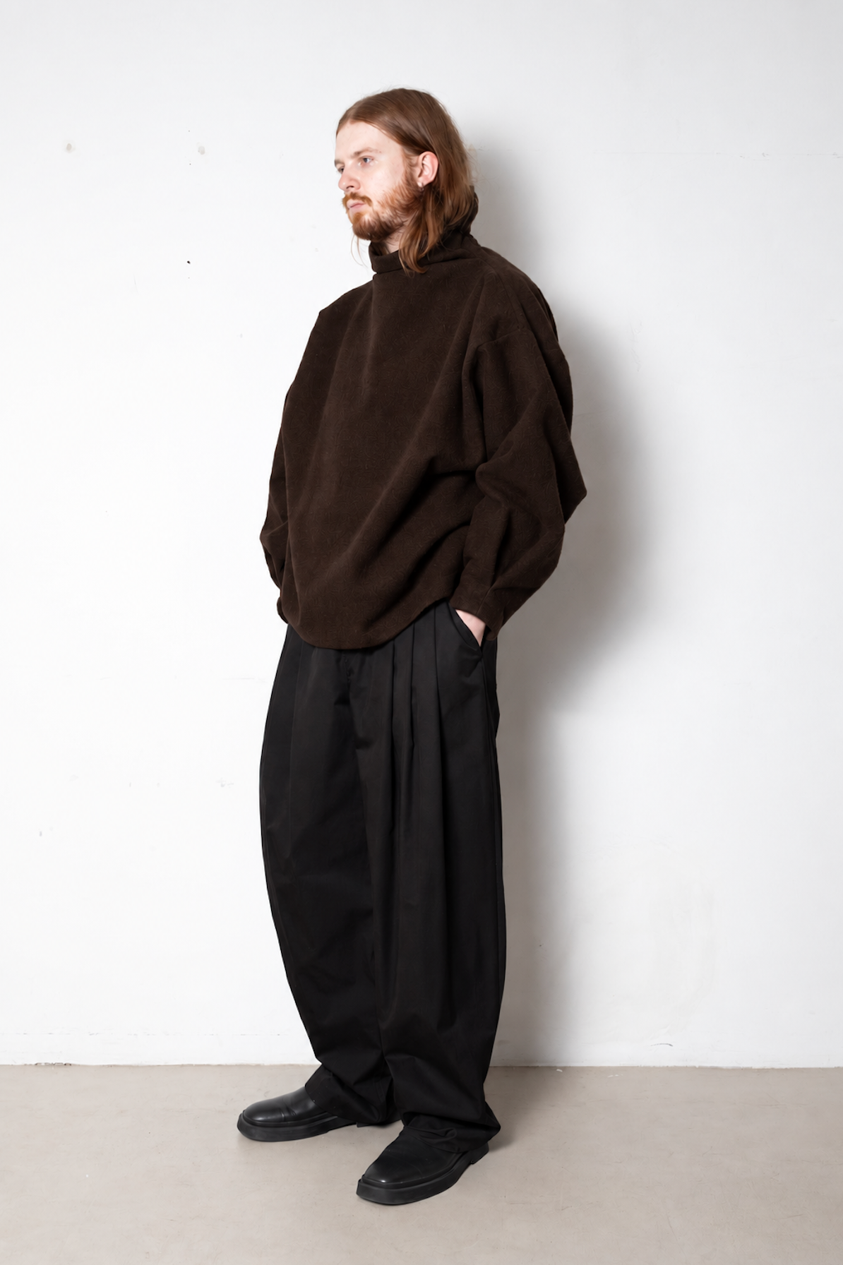 Cloud Collar Pullover in Brown Felt Wool