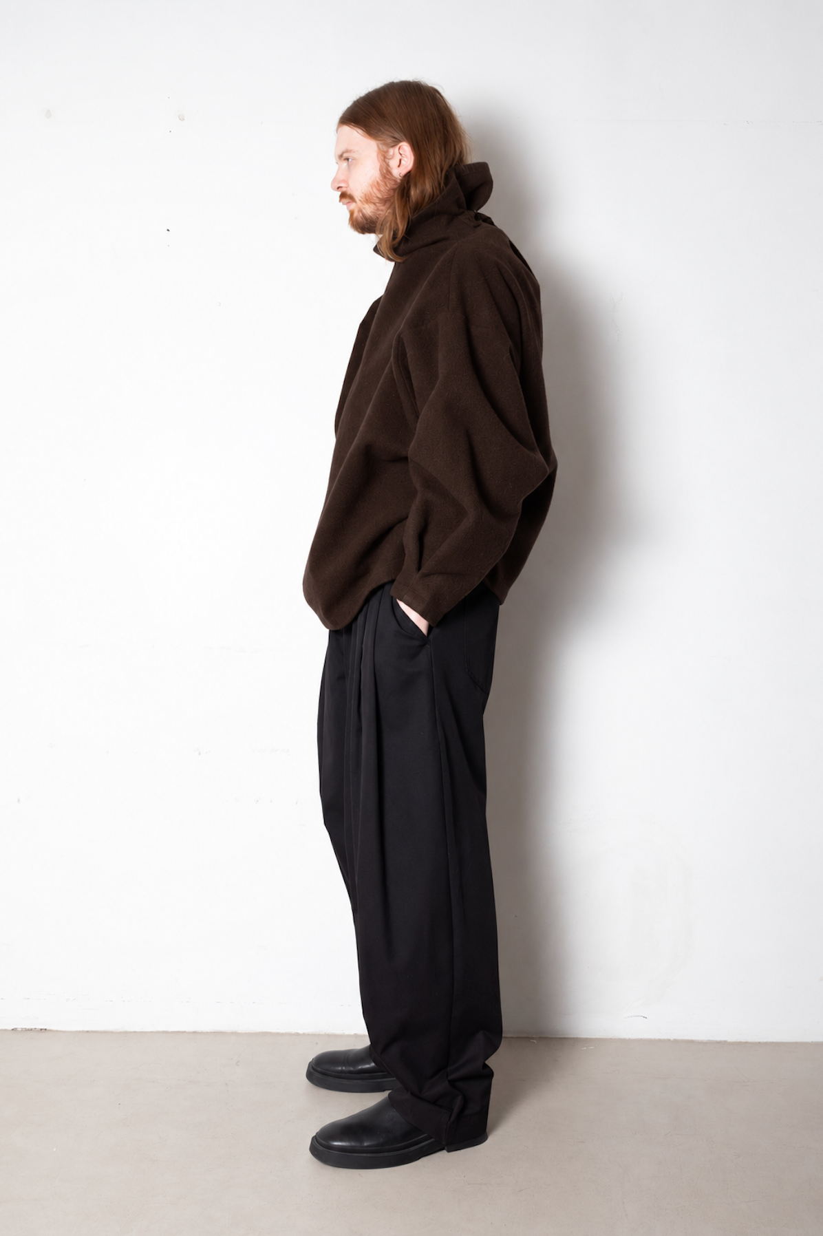 Cloud Collar Pullover in Brown Felt Wool