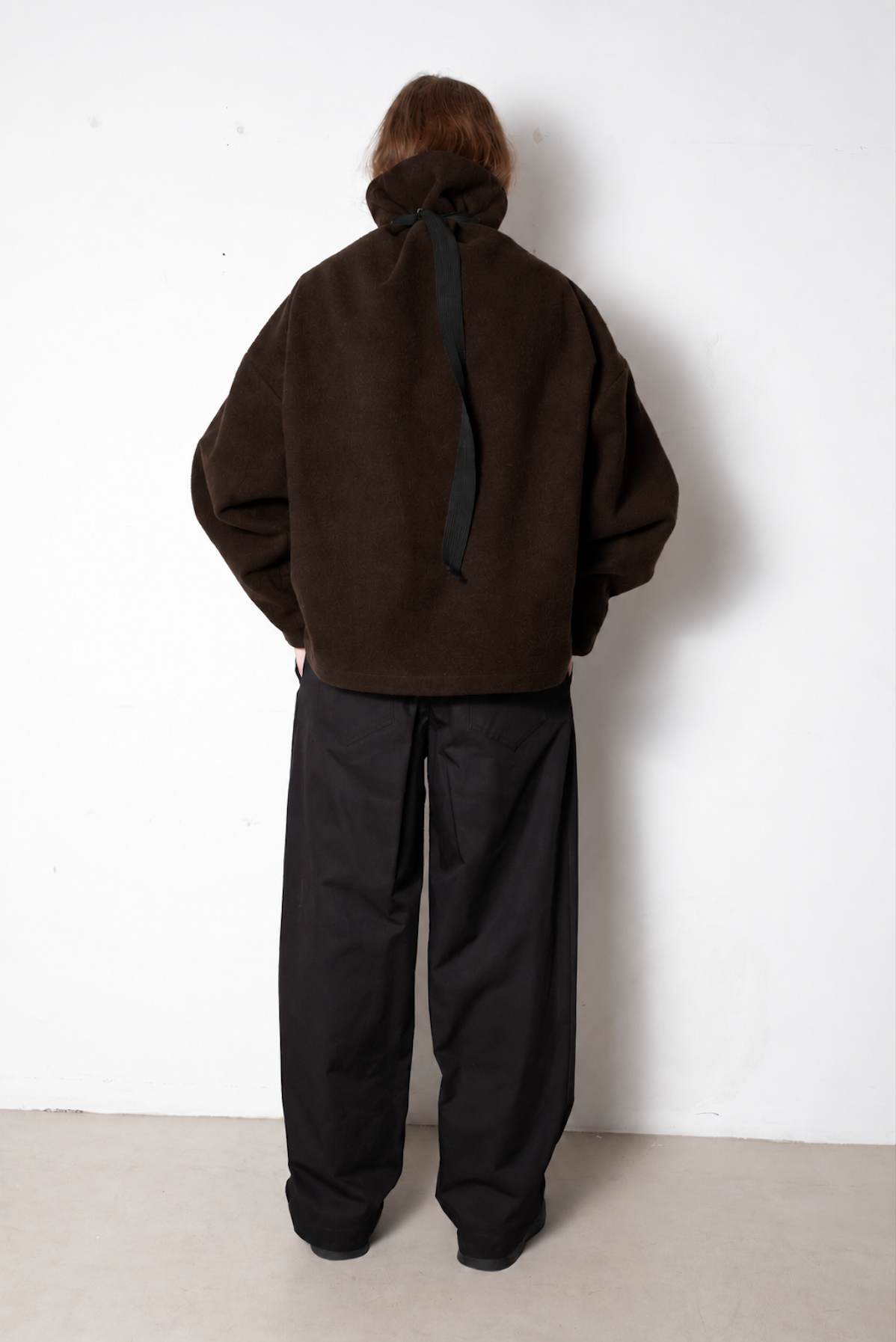 Cloud Collar Pullover in Brown Felt Wool