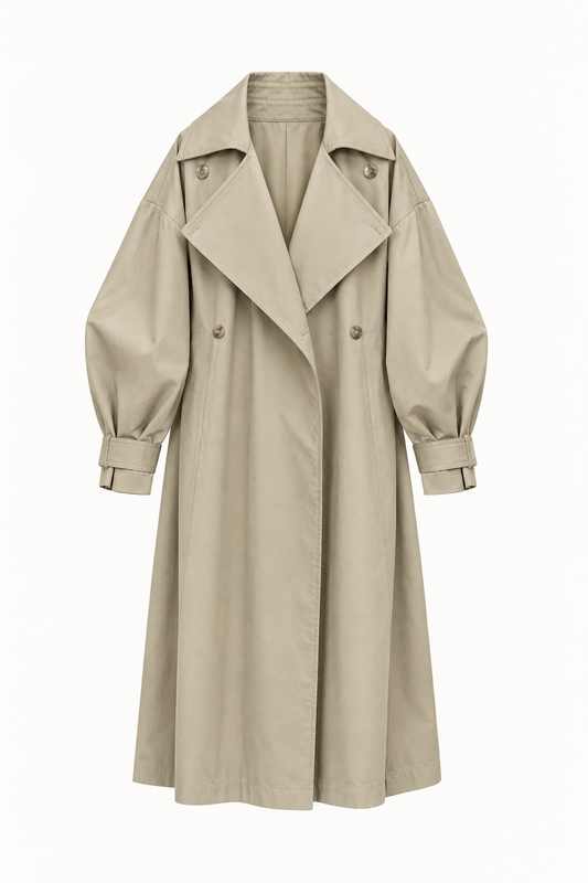 Trench Coat in Beige Waterproof Cotton