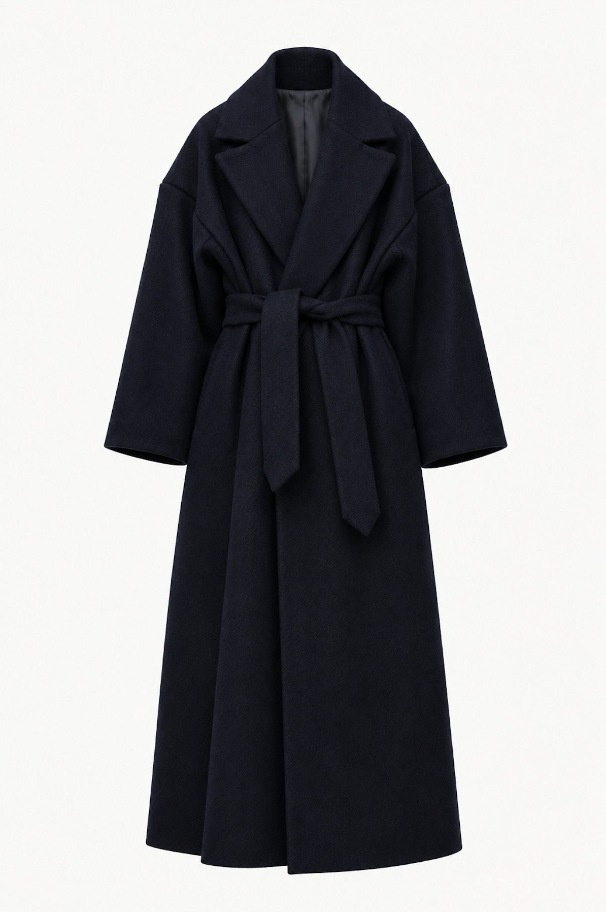 "La Plume" Coat in Navy/Black Wool Herringbone