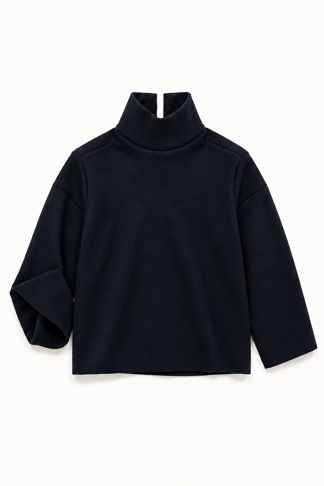 Pullover with Riveted Dorsal Seam in Navy Duffle Wool