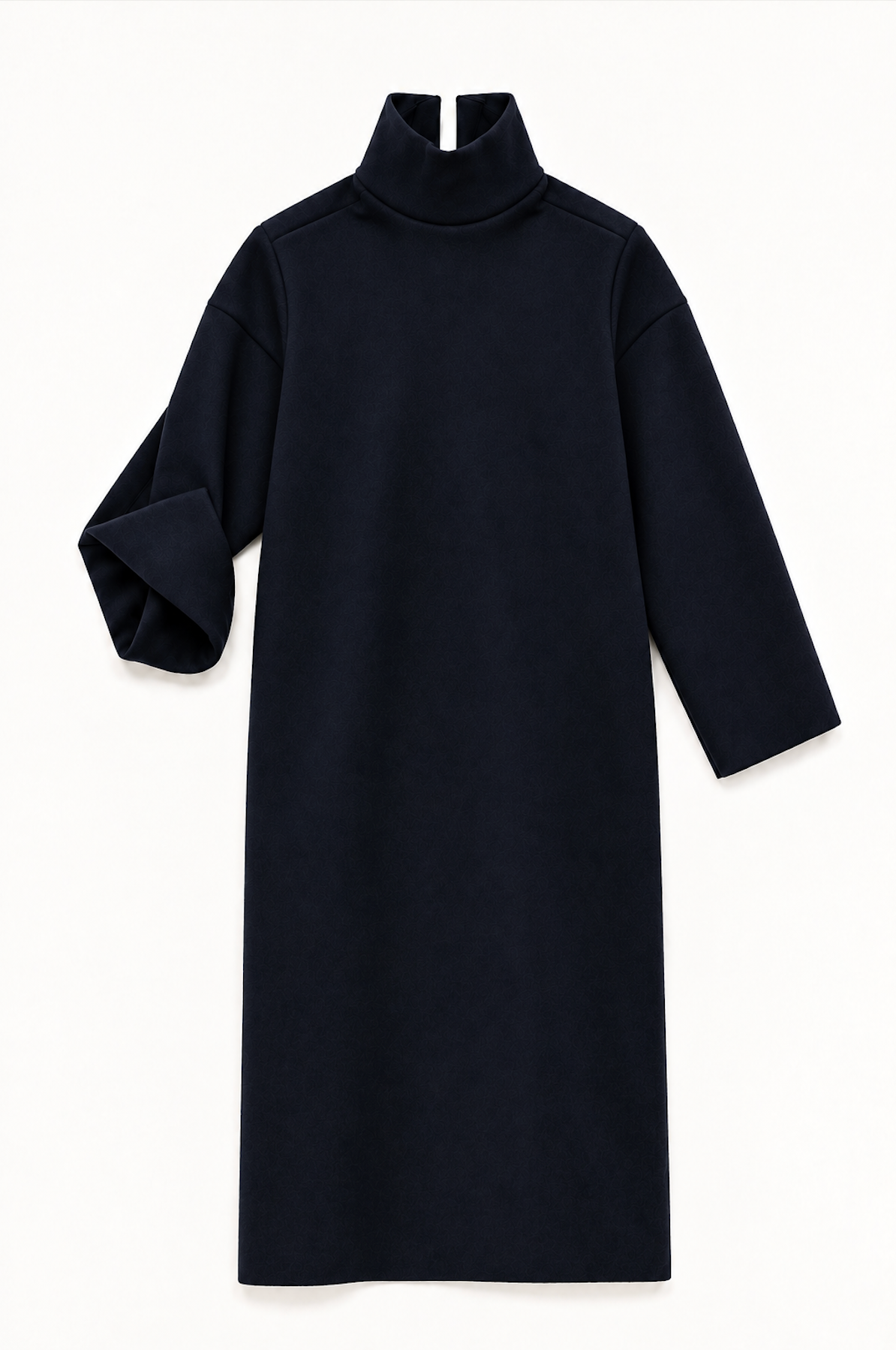 Pullover with Riveted Dorsal Seam in Navy Duffle Wool (Extended)