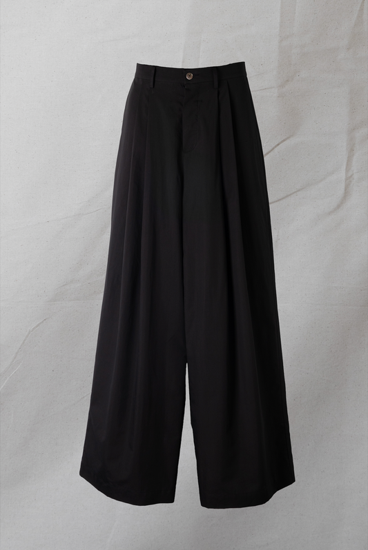 ARCHETYPE BILLOWING TROUSERS BLACK COTTON