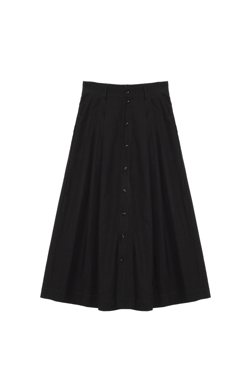ARCHETYPE Billowing skirt in black cotton poplin