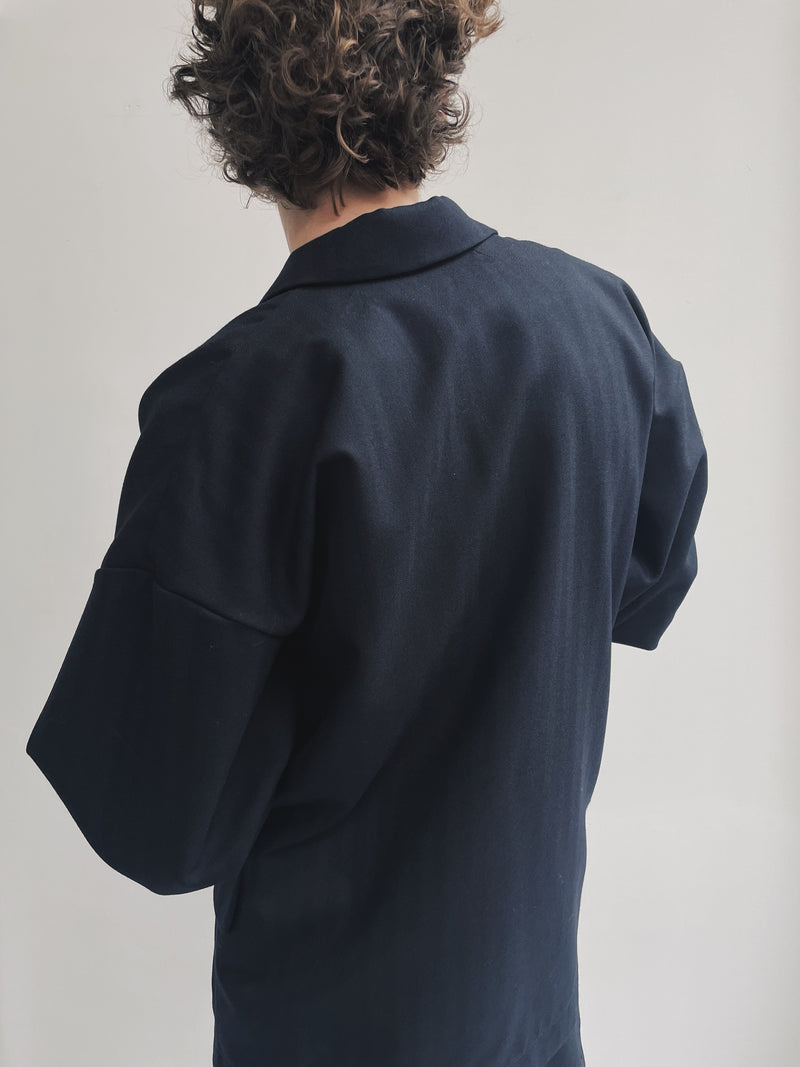 SUI GENERIS FOLDED HERRINGBONE LIGHT WOOL VEST